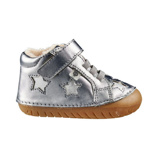 Old Soles 4021 Reach Pave kids leather shoe in Rich Silver (Fur) with pave detail