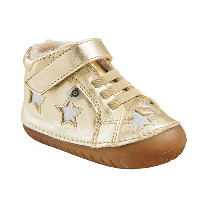 Old Soles 4021 Reach Pave kids leather shoe in Gold (Fur) with pave detail