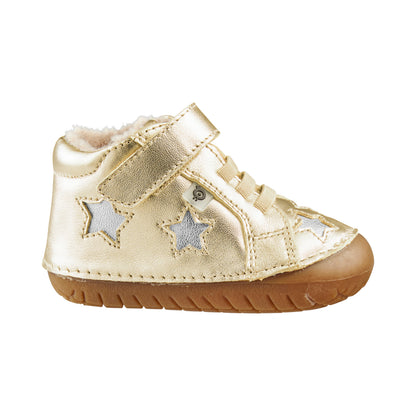 Old Soles 4021 Reach Pave kids leather shoe in Gold (Fur) with pave detail