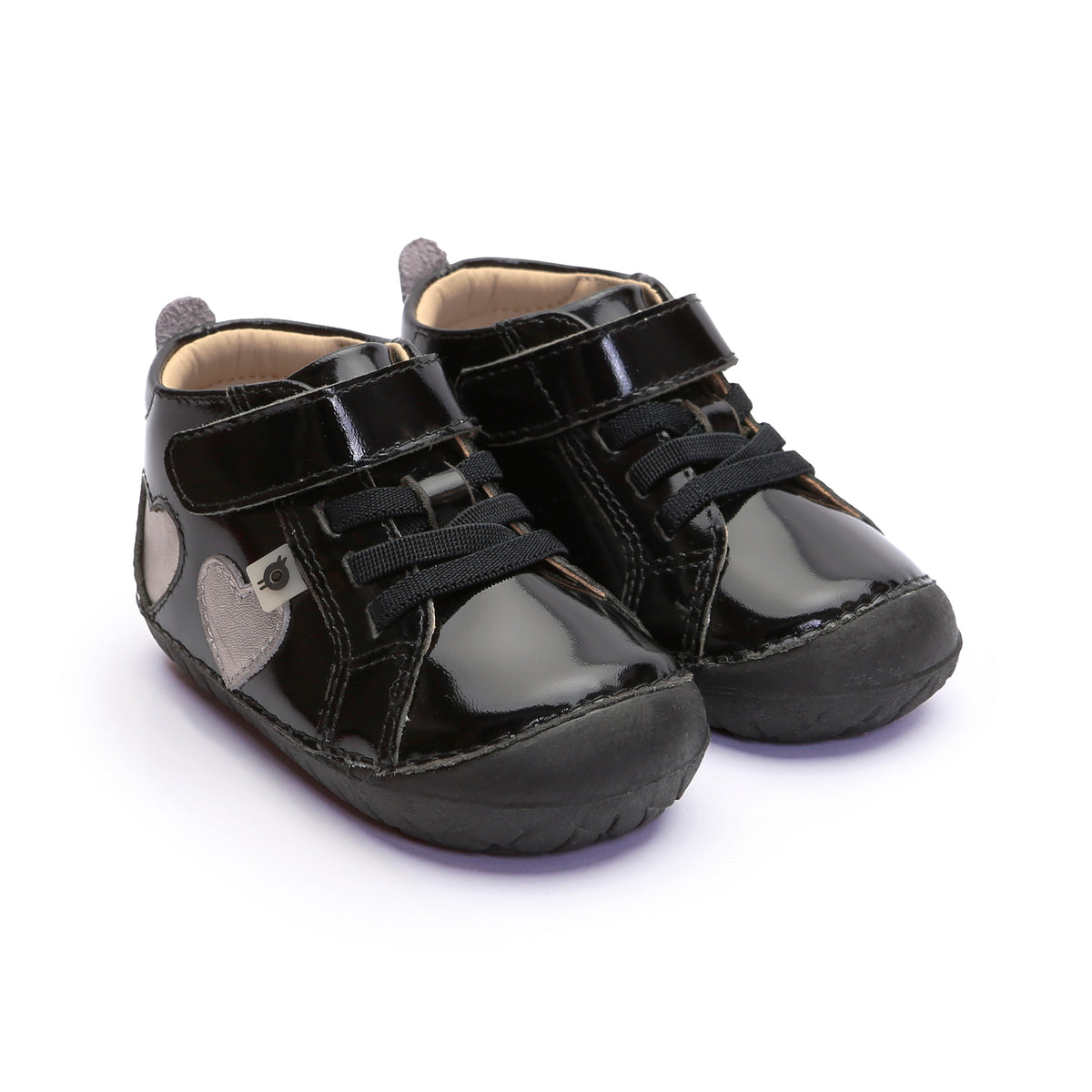 Old Soles 4097 Harper Pave kids leather shoe in Black Patent and Millet Gold with pave detail