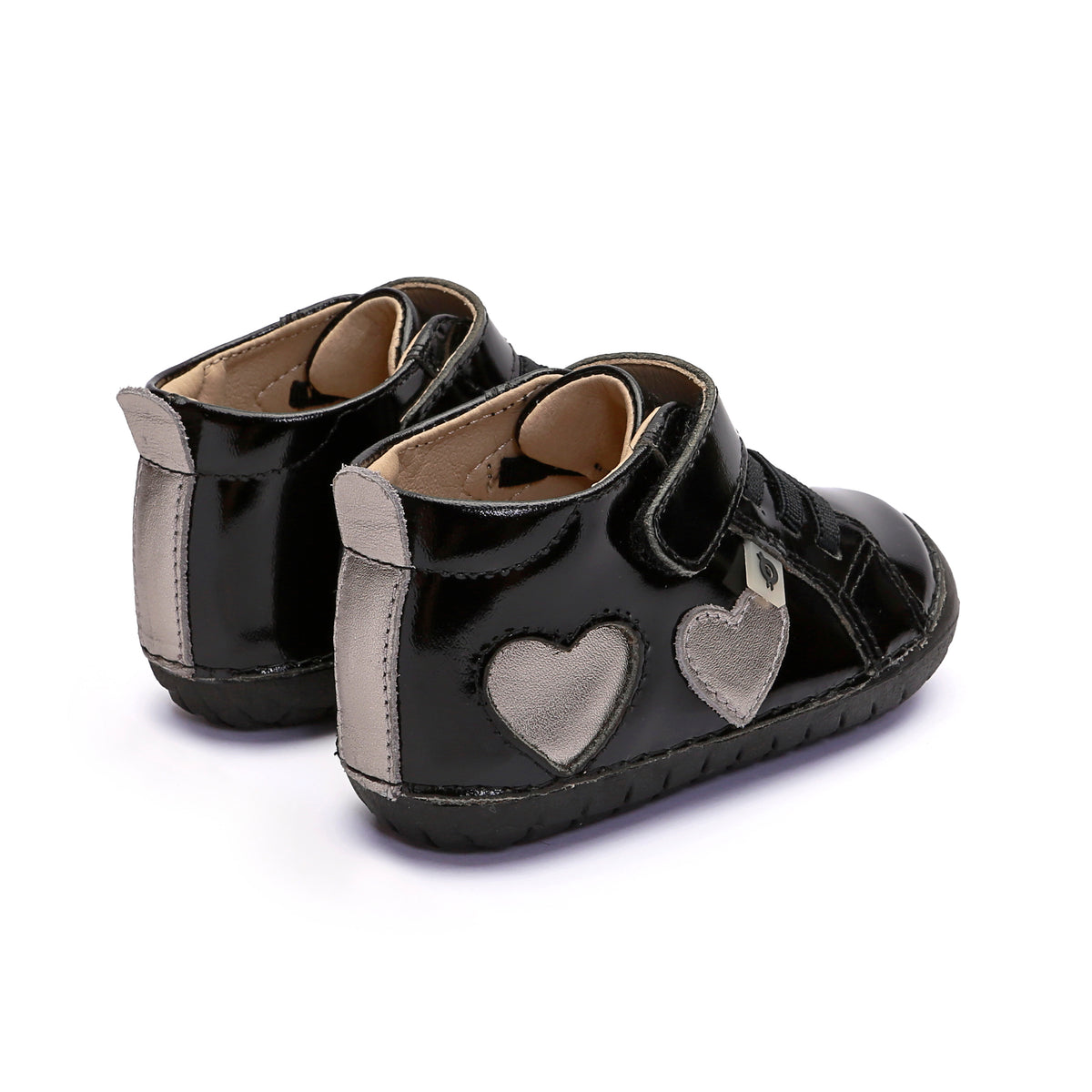 Old Soles 4097 Harper Pave kids leather shoe in Black Patent and Millet Gold with pave detail