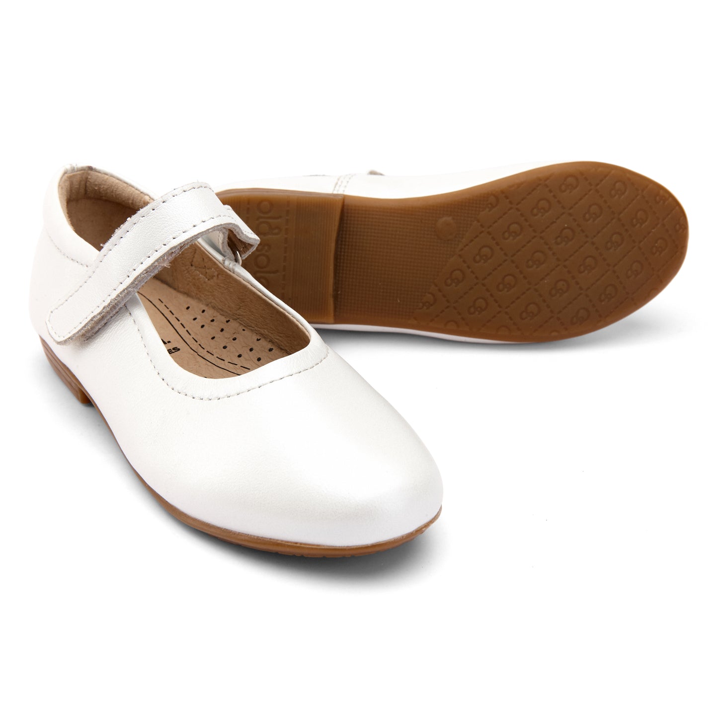 Old Soles 409 Brule Sista kids leather shoe in Nacardo Blanco with classic detail