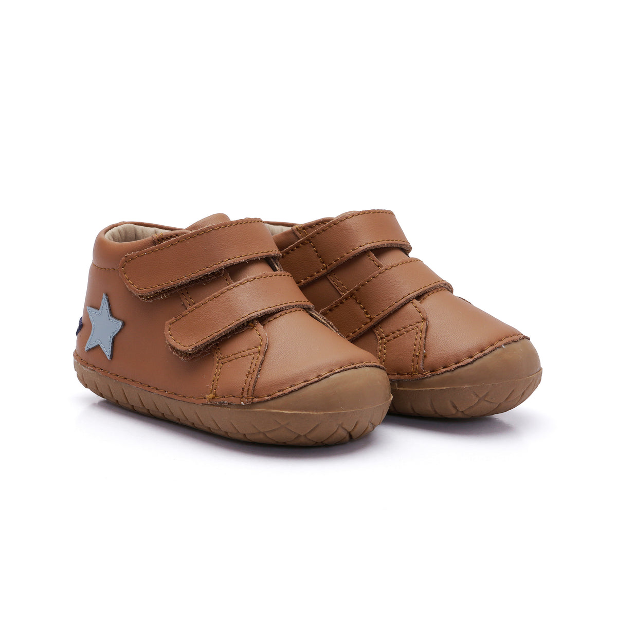 Old Soles 4133 Backster kids leather shoe in Tan, Navy, and Dusty Blue with pave detail