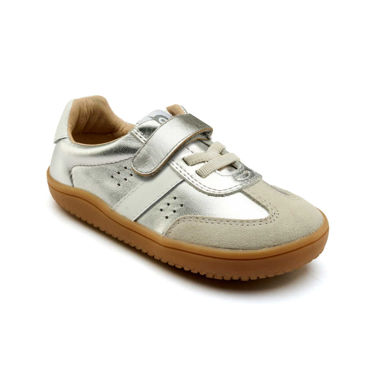 Old Soles 6500 Stylin Barewalk kids leather shoe in Silver Snow and Suede Light Grey