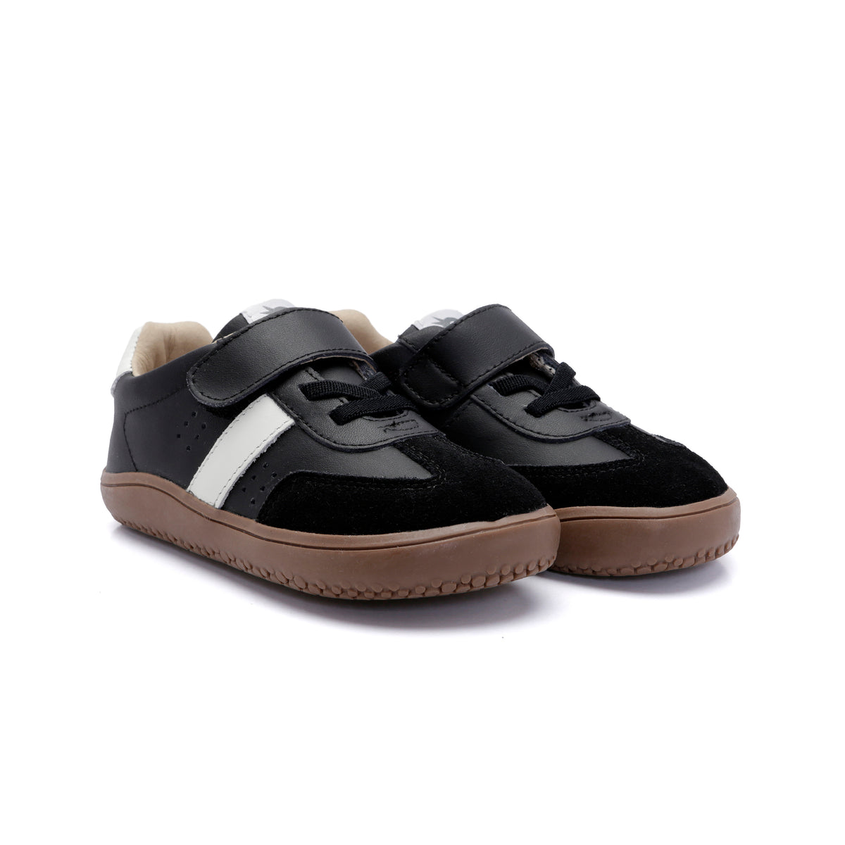 Old Soles 6500 Stylin Barewalk kids leather sneaker in Black and White with classic detail
