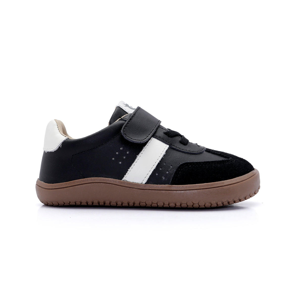 Old Soles 6500 Stylin Barewalk kids leather sneaker in Black and White with classic detail