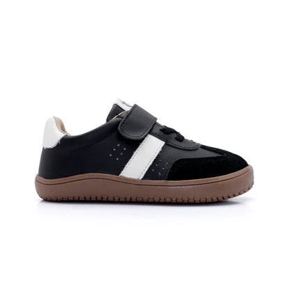 Old Soles 6500 Stylin Barewalk kids leather sneaker in Black and White with classic detail