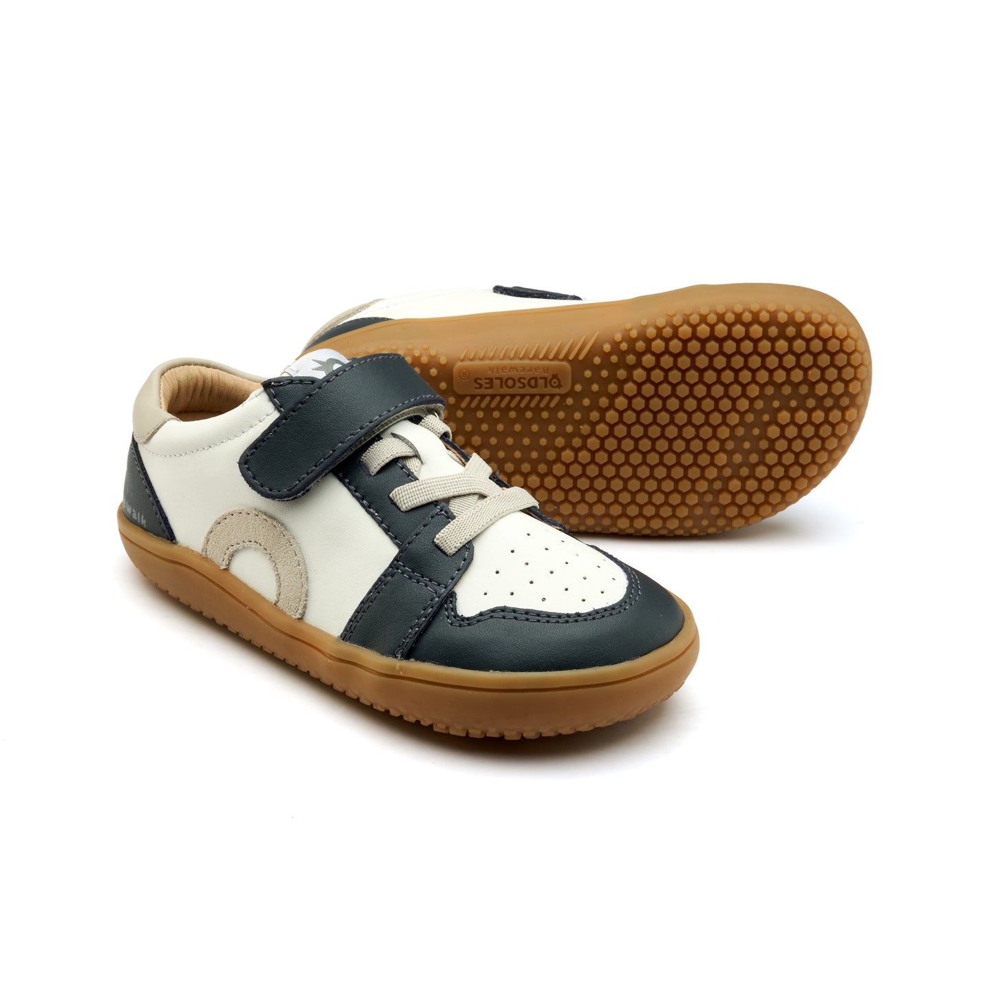 Old Soles 6501 Popcorn Barewalk kids leather barefoot shoe in Navy with barefoot design