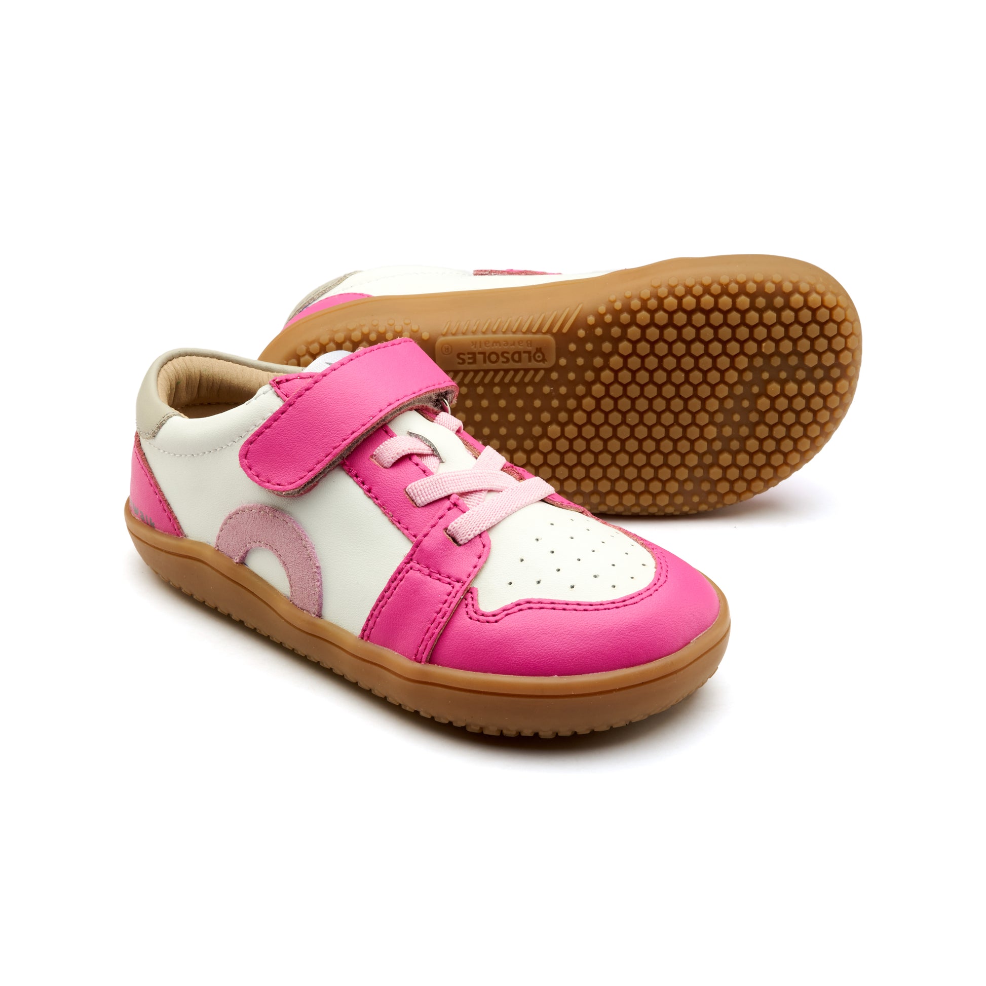 Old Soles 6501 Popcorn Barewalk kids leather barefoot shoe in Rosy with barefoot design