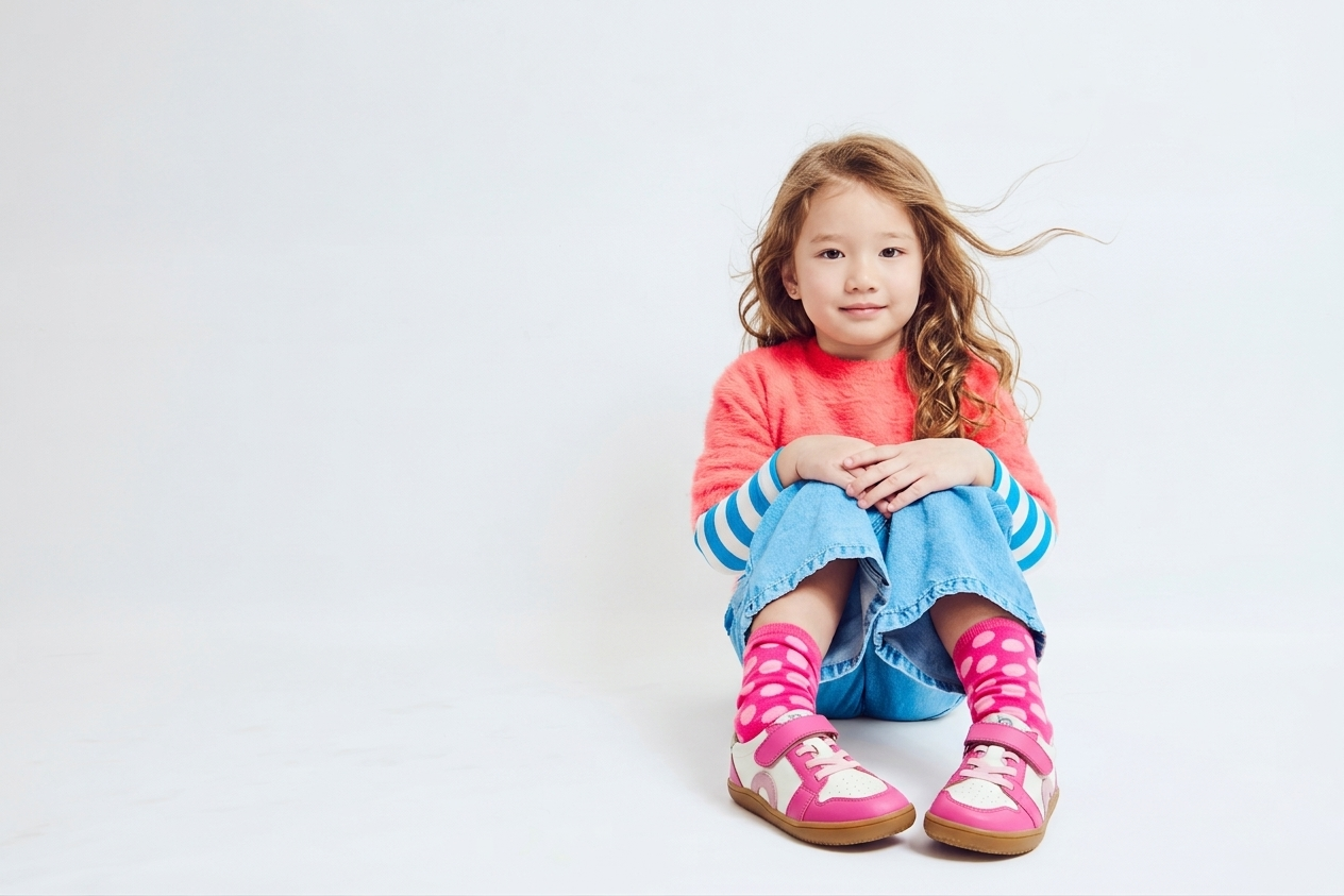 Old Soles 6501 Popcorn Barewalk kids leather barefoot shoe in Rosy with barefoot design