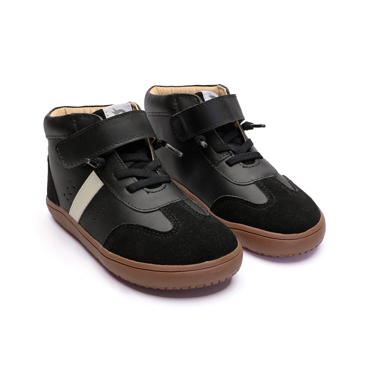 Old Soles 6504 High Stylin kids leather sneaker in Black and White with classic detail