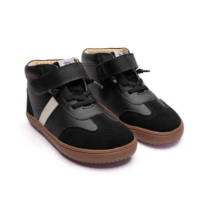 Old Soles 6504 High Stylin kids leather sneaker in Black and White with classic detail