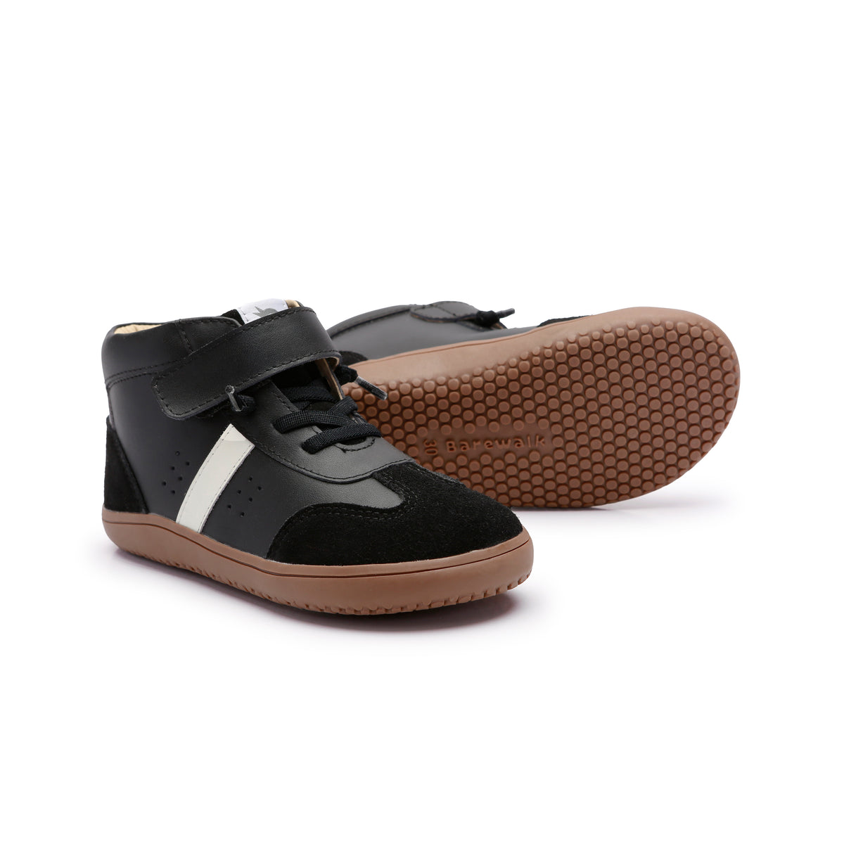 Old Soles 6504 High Stylin kids leather sneaker in Black and White with classic detail