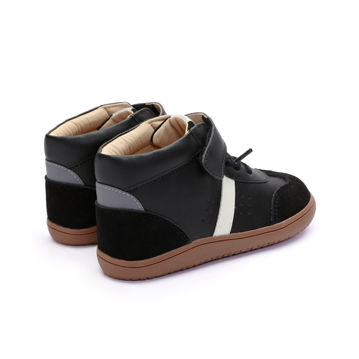 Old Soles 6504 High Stylin kids leather sneaker in Black and White with classic detail