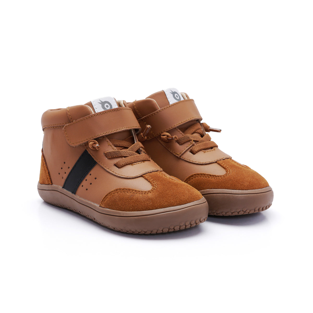 Old Soles 6504 High Stylin kids leather sneaker in Tan and Black with classic detail