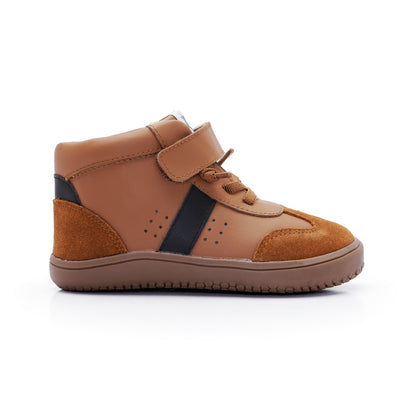 Old Soles 6504 High Stylin kids leather sneaker in Tan and Black with classic detail