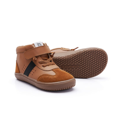 Old Soles 6504 High Stylin kids leather sneaker in Tan and Black with classic detail