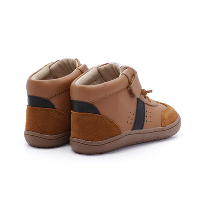 Old Soles 6504 High Stylin kids leather sneaker in Tan and Black with classic detail