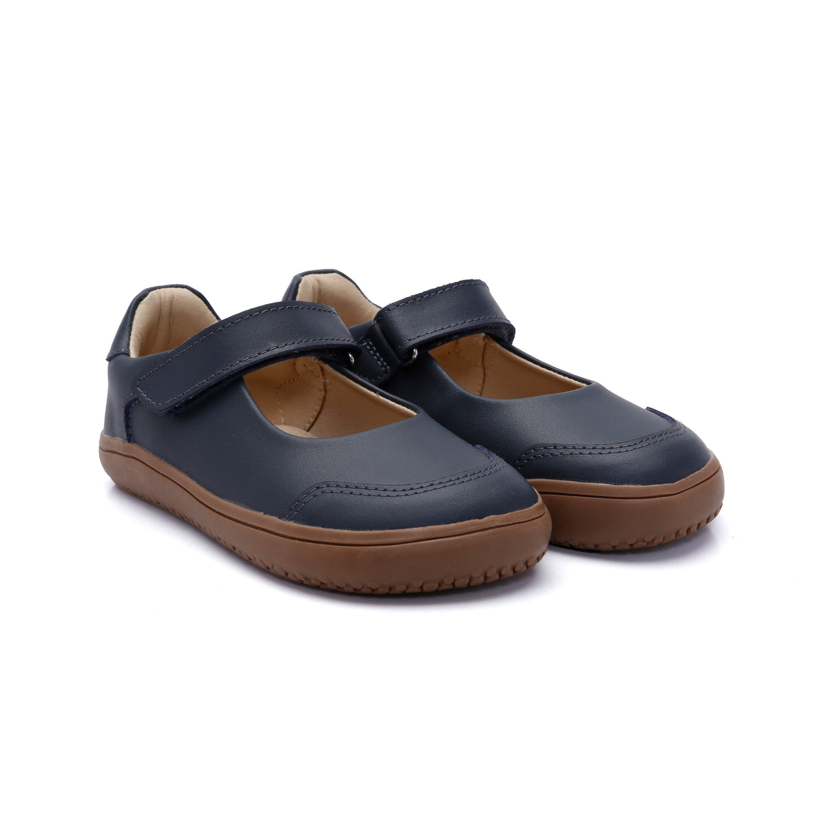Old Soles 6505 Fit Jane kids leather shoe in Navy with classic detail