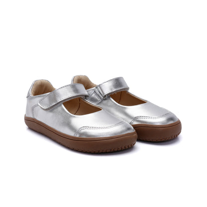 Old Soles 6505 Fit Jane kids leather shoe in Silver with classic detail