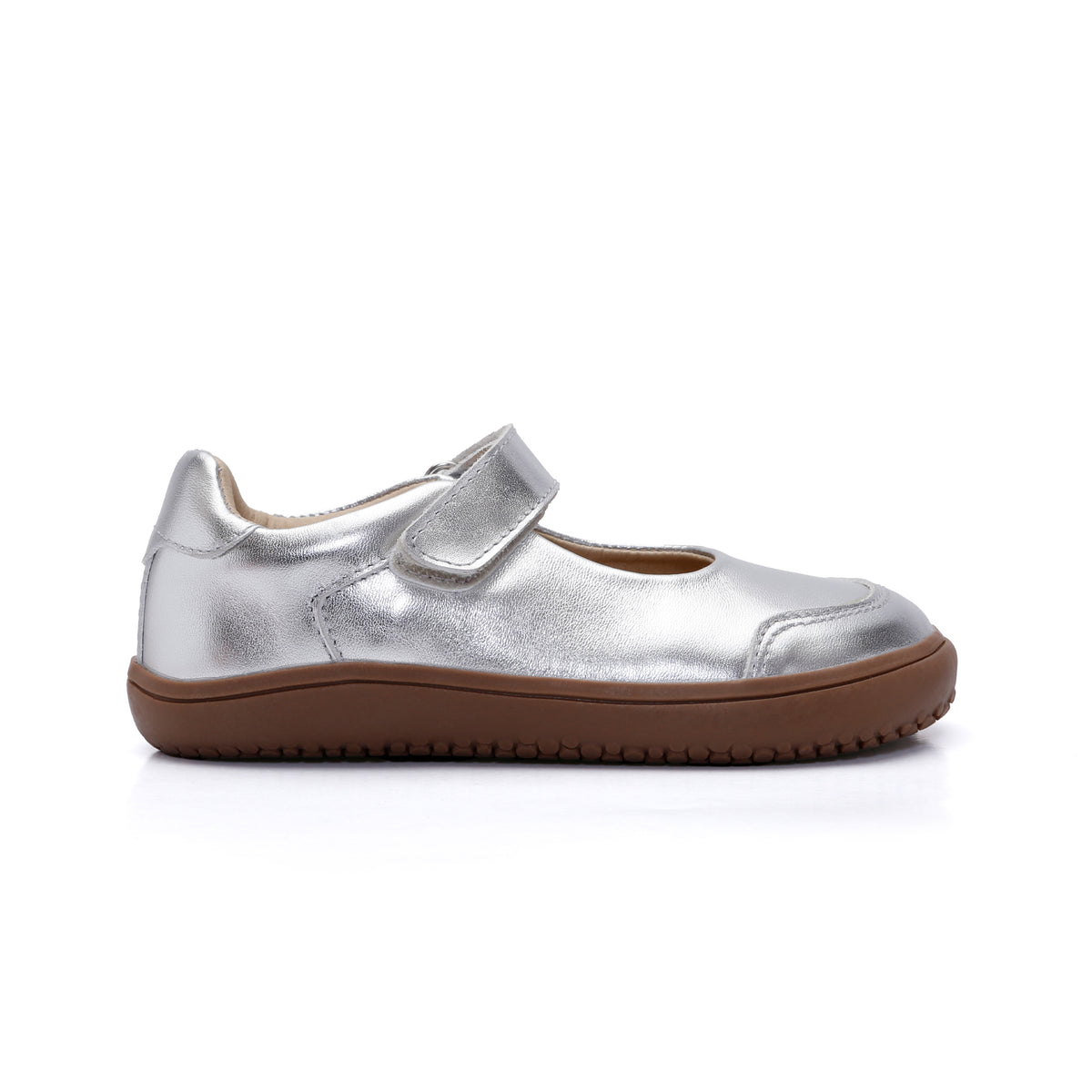 Old Soles 6505 Fit Jane kids leather shoe in Silver with classic detail