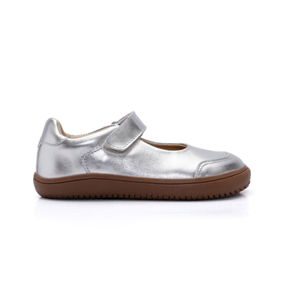 Old Soles 6505 Fit Jane kids leather shoe in Silver with classic detail