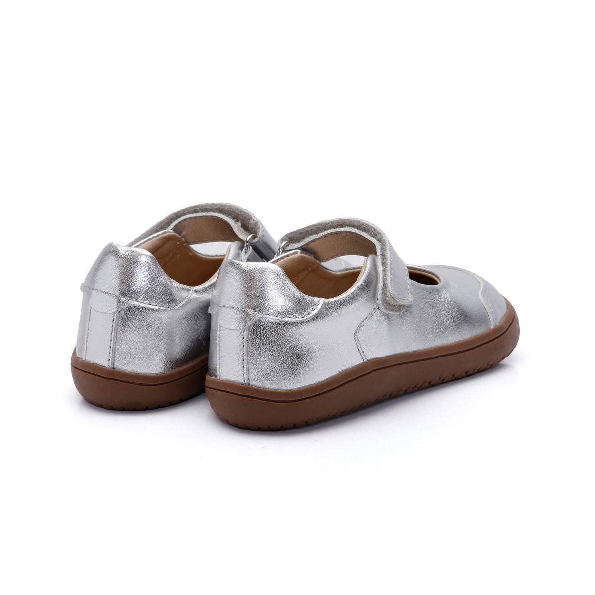 Old Soles 6505 Fit Jane kids leather shoe in Silver with classic detail