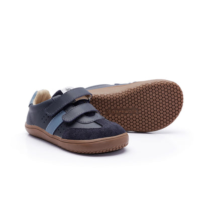 Old Soles 6506 Zerow kids leather sneaker in Navy, Navy Suede, and Indigo with classic detail