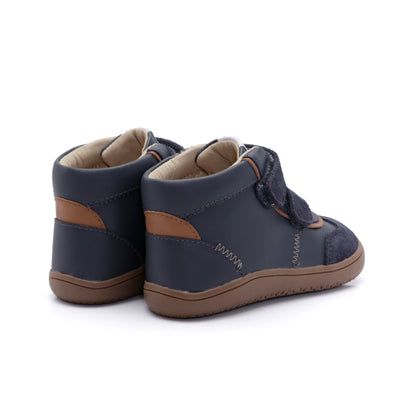 Old Soles 6507 Ashi kids leather sneaker in Navy with classic detail