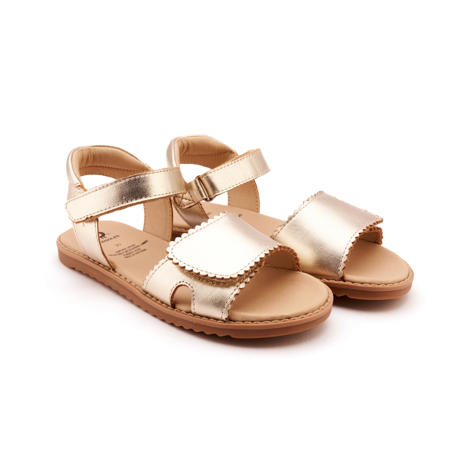Old Soles 7044 Ripple Sandy kids leather sandal in Gold with open toe detail