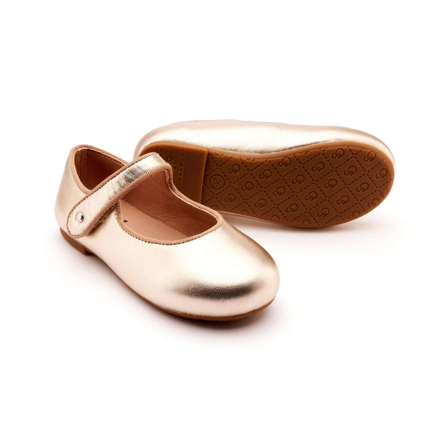 Old Soles 803 Lady Jane kids leather flat in Gold with classic detail