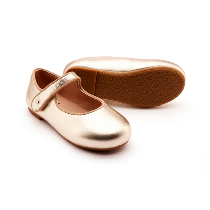 Old Soles 803 Lady Jane kids leather flat in Gold with classic detail