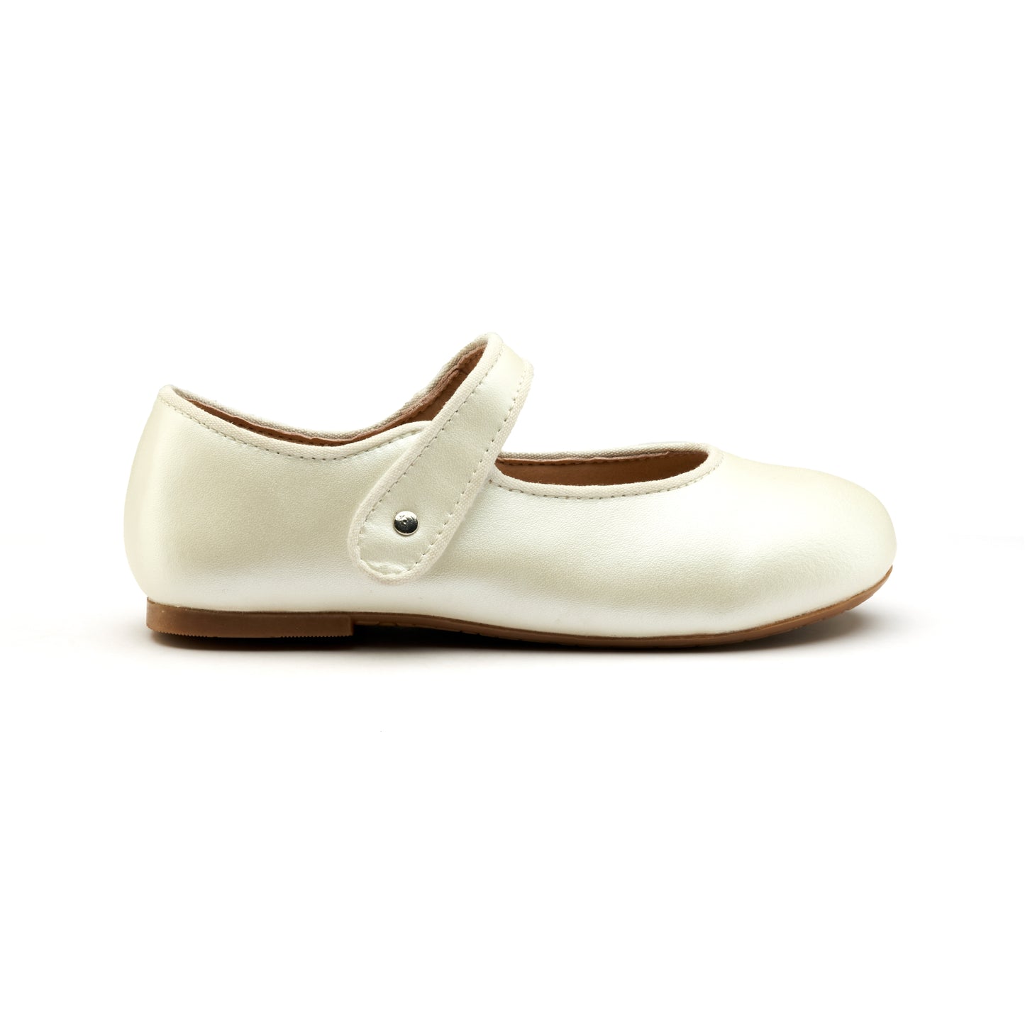Old Soles 803 Lady Jane kids leather flat in Nacardo Blanco with classic detail
