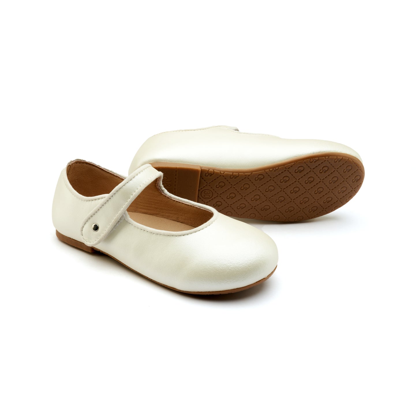 Old Soles 803 Lady Jane kids leather flat in Nacardo Blanco with classic detail