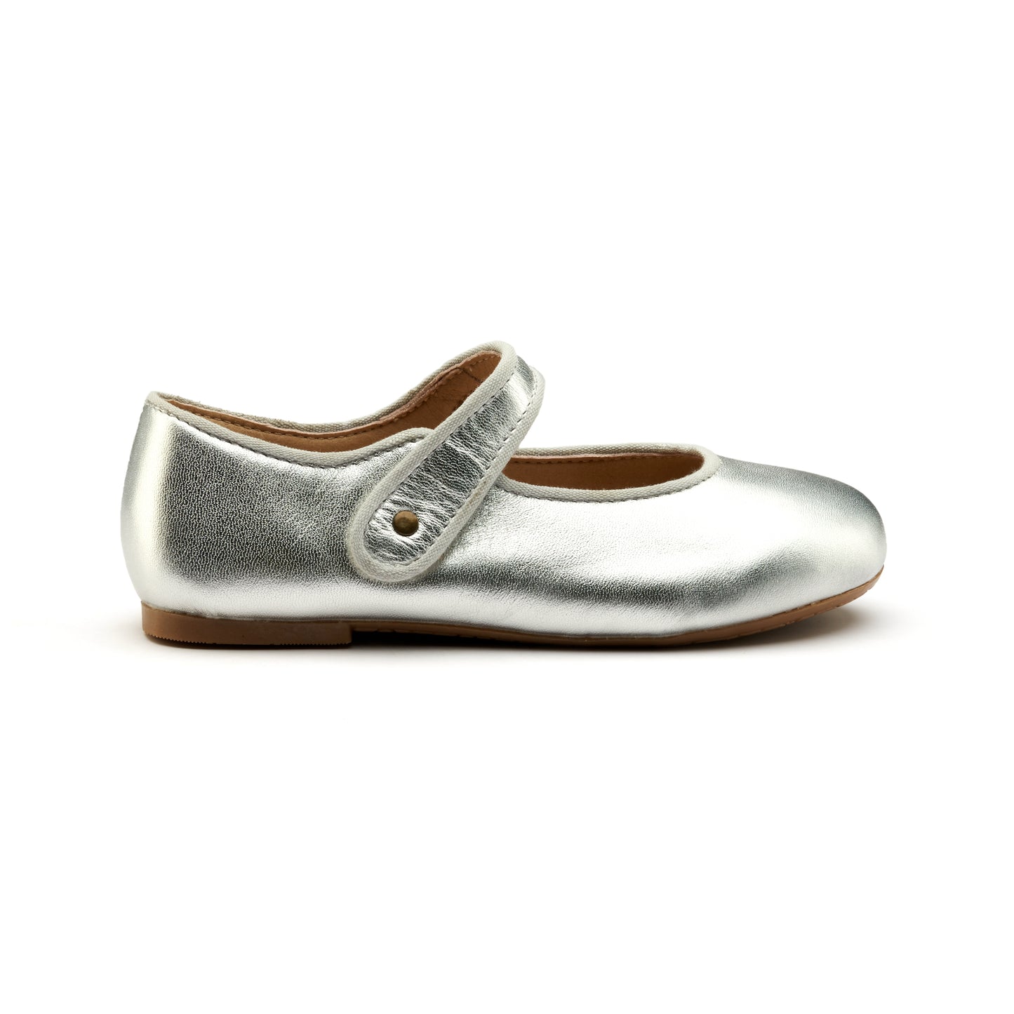 Old Soles 803 Lady Jane kids leather flat in Silver with classic detail