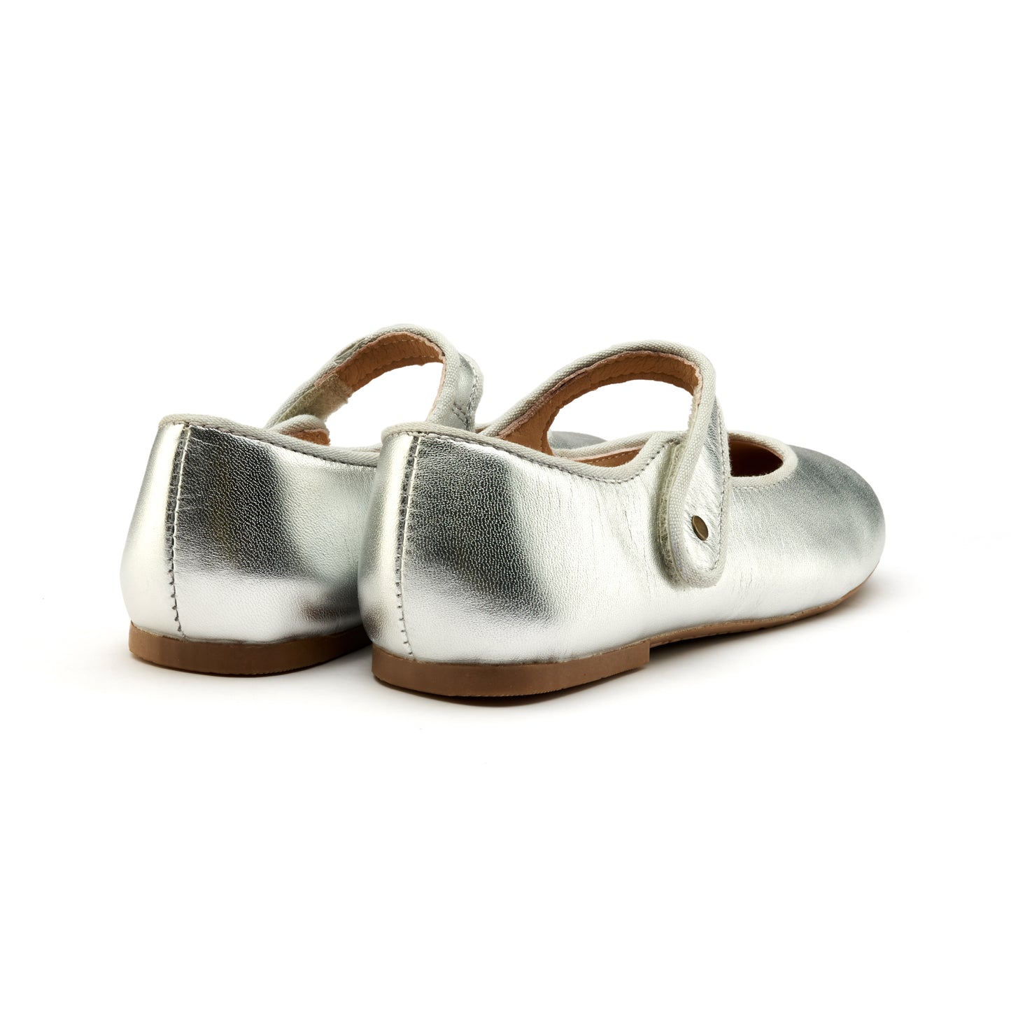 Old Soles 803 Lady Jane kids leather flat in Silver with classic detail
