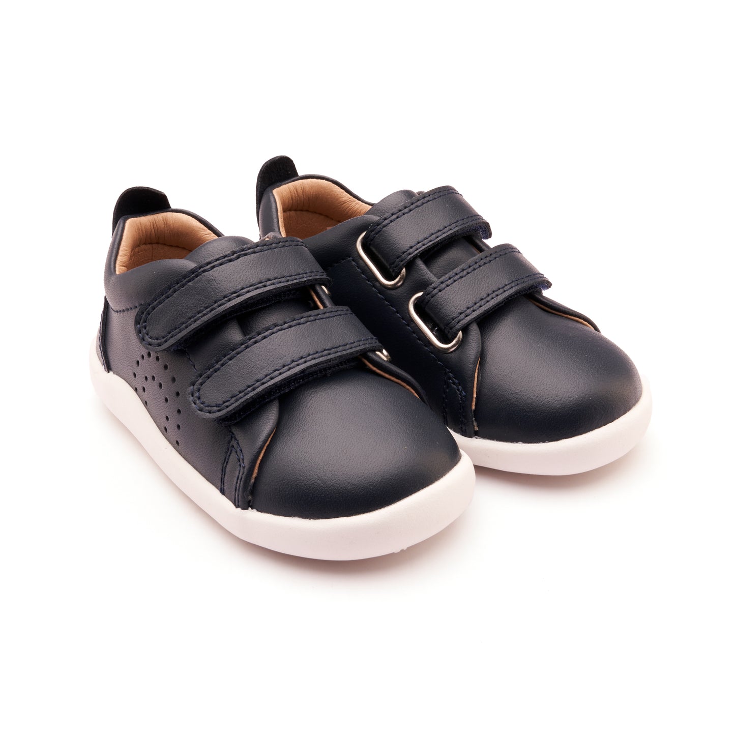 Old Soles 8056 Little Tot kids leather shoe in Navy and White Sole with velcro strap detail