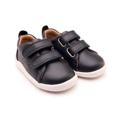 Old Soles 8056 Little Tot kids leather shoe in Navy and White Sole with velcro strap detail