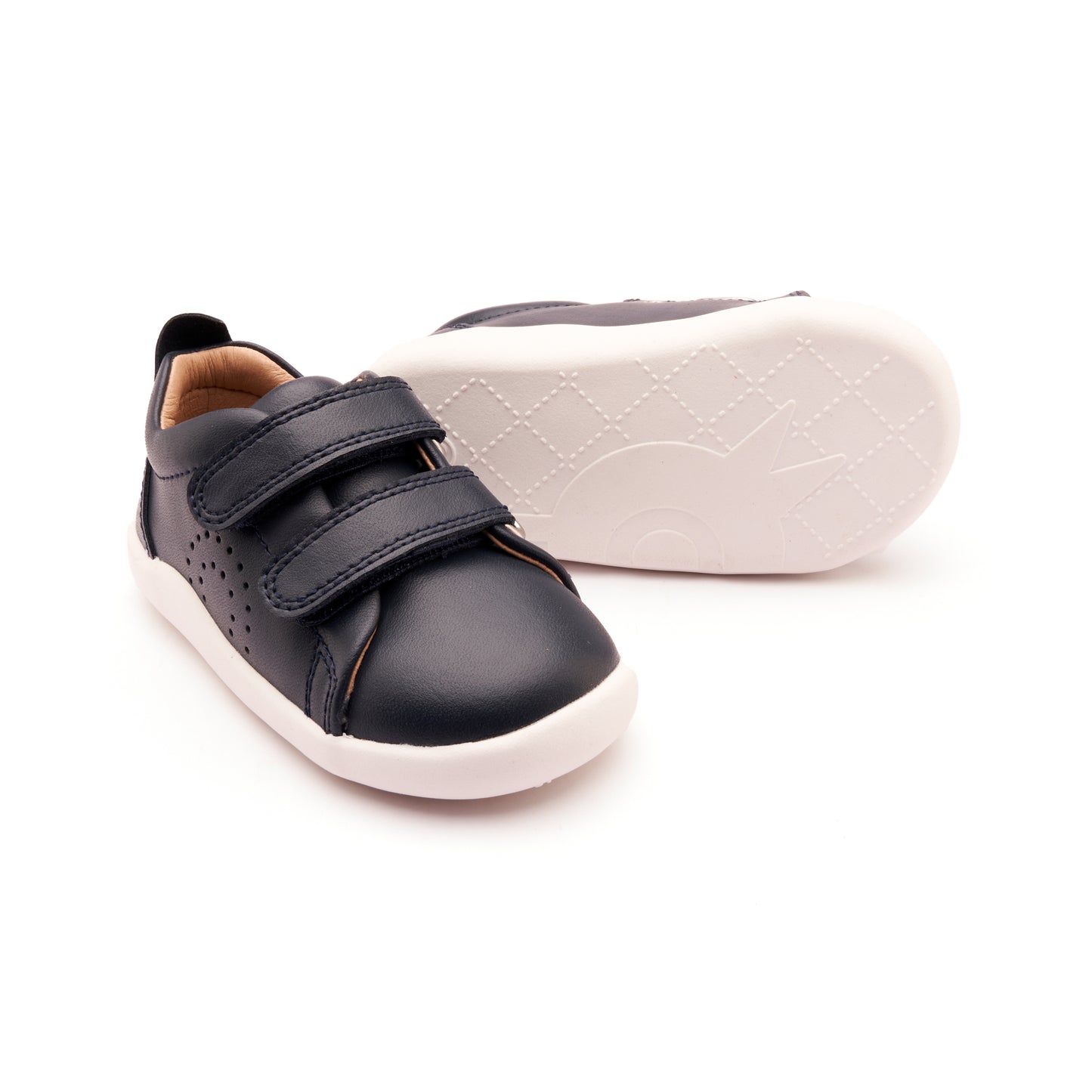 Old Soles 8056 Little Tot kids leather shoe in Navy and White Sole with velcro strap detail