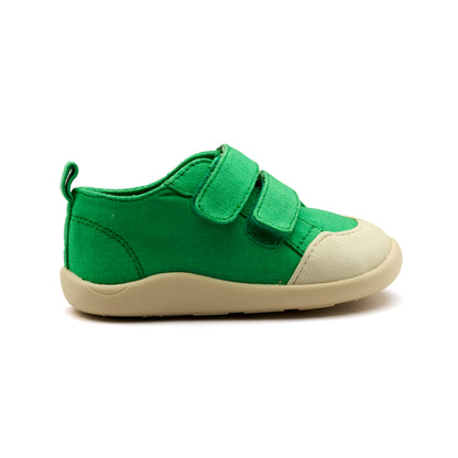 Old Soles 8058 Salty Ground kids leather shoe in Apple Green with rubber sole detail