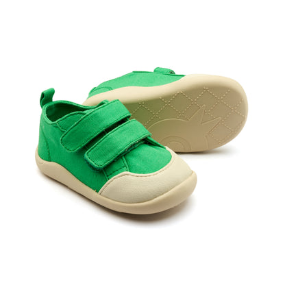 Old Soles 8058 Salty Ground kids leather shoe in Apple Green with rubber sole detail