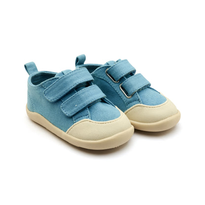 Old Soles 8058 Salty Ground kids leather shoe in Light Denim with rubber sole detail