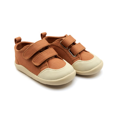 Old Soles 8058 Salty Ground kids leather shoe in Tan with rubber sole detail