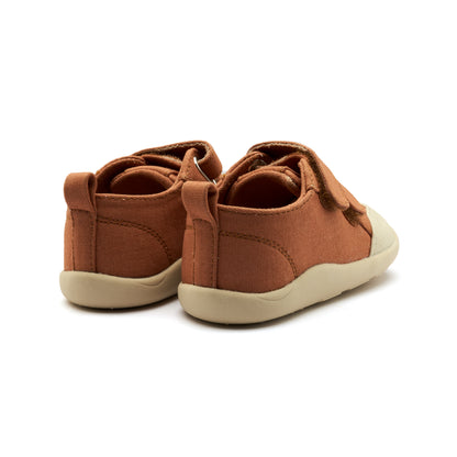 Old Soles 8058 Salty Ground kids leather shoe in Tan with rubber sole detail