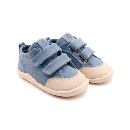 Old Soles 8058 Salty Ground kids leather shoe in Light Denim Canvas with rubber sole detail