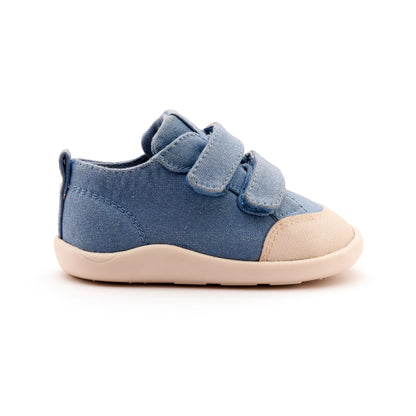 Old Soles 8058 Salty Ground kids leather shoe in Light Denim Canvas with rubber sole detail