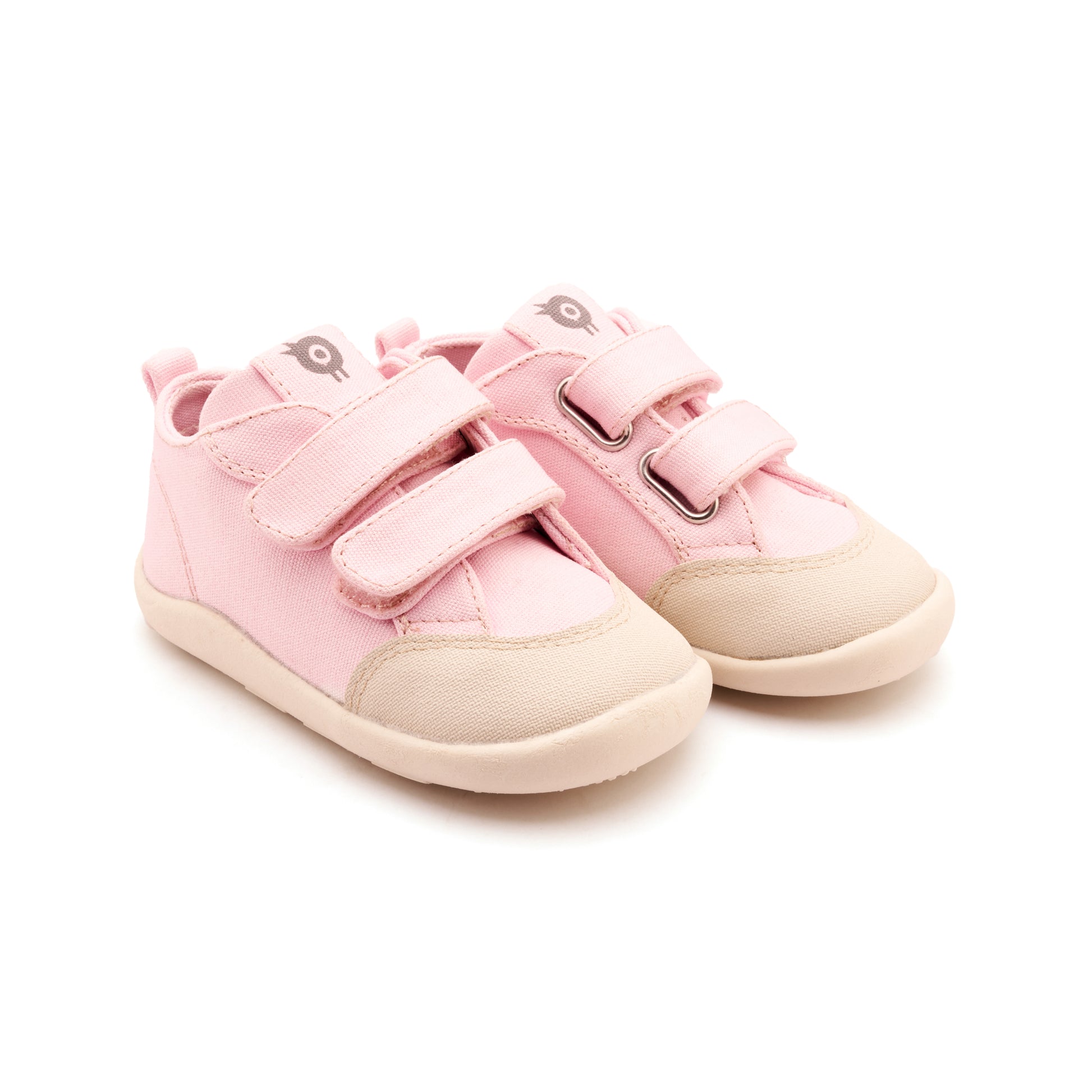 Old Soles 8058 Salty Ground kids leather shoe in Light Pink Canvas with rubber sole detail