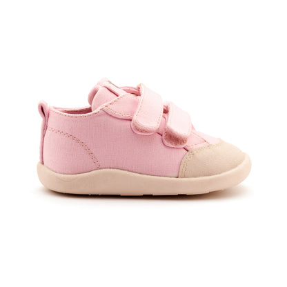 Old Soles 8058 Salty Ground kids leather shoe in Light Pink Canvas with rubber sole detail
