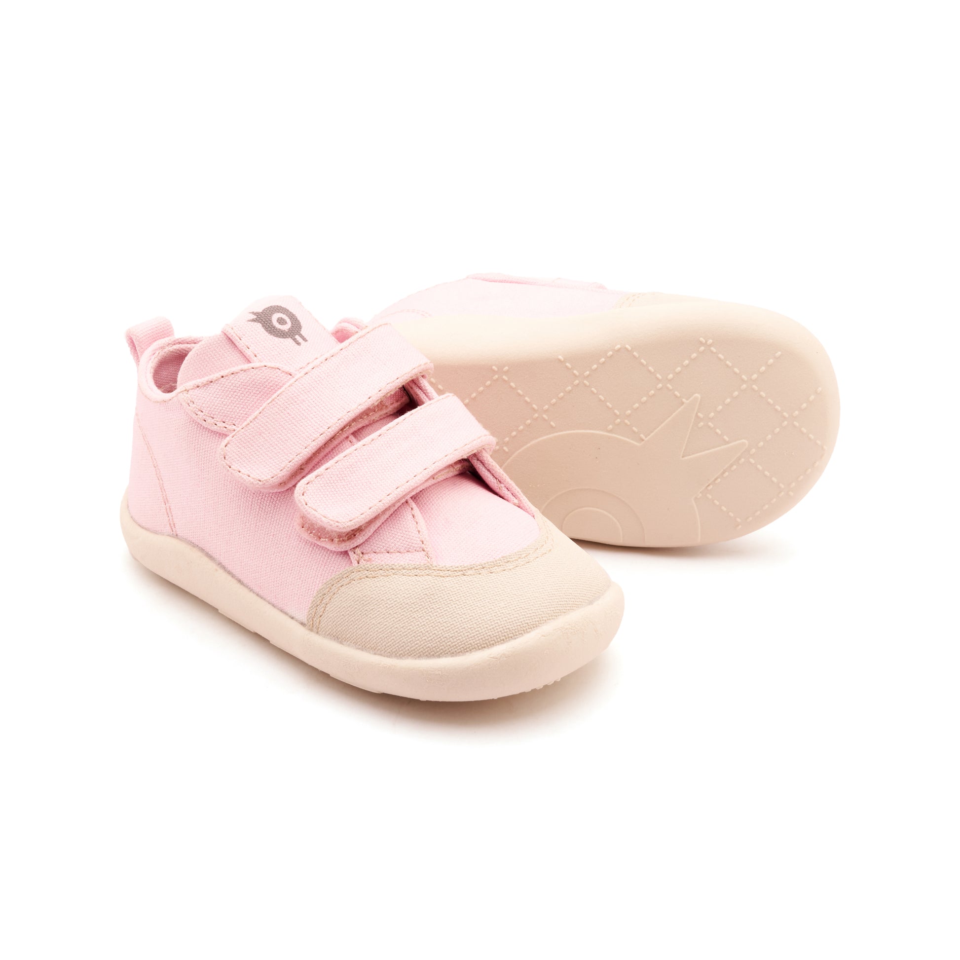 Old Soles 8058 Salty Ground kids leather shoe in Light Pink Canvas with rubber sole detail