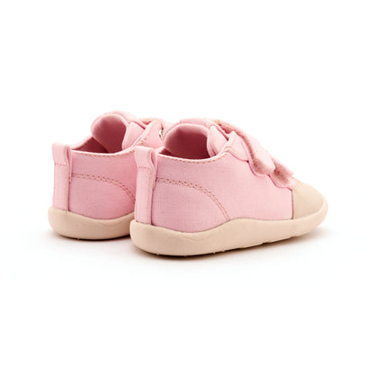 Old Soles 8058 Salty Ground kids leather shoe in Light Pink Canvas with rubber sole detail